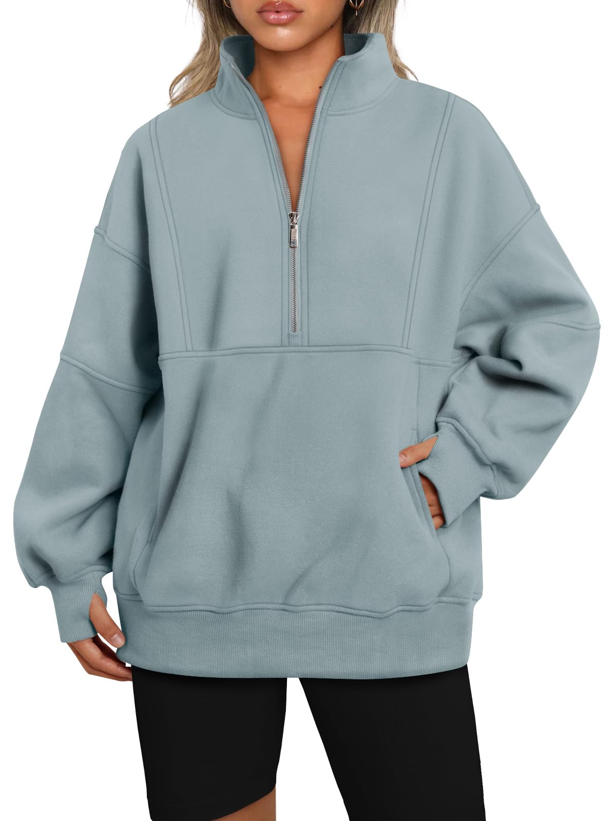 Women's Half Zip Oversized Sweatshirts with Pockerts(Buy 2 Free Shipping)