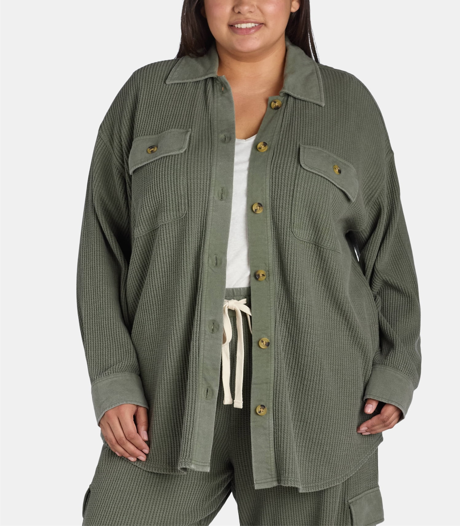 Women's ButtonDown Waffle Knit Jacket（Buy 2 Free Shipping）