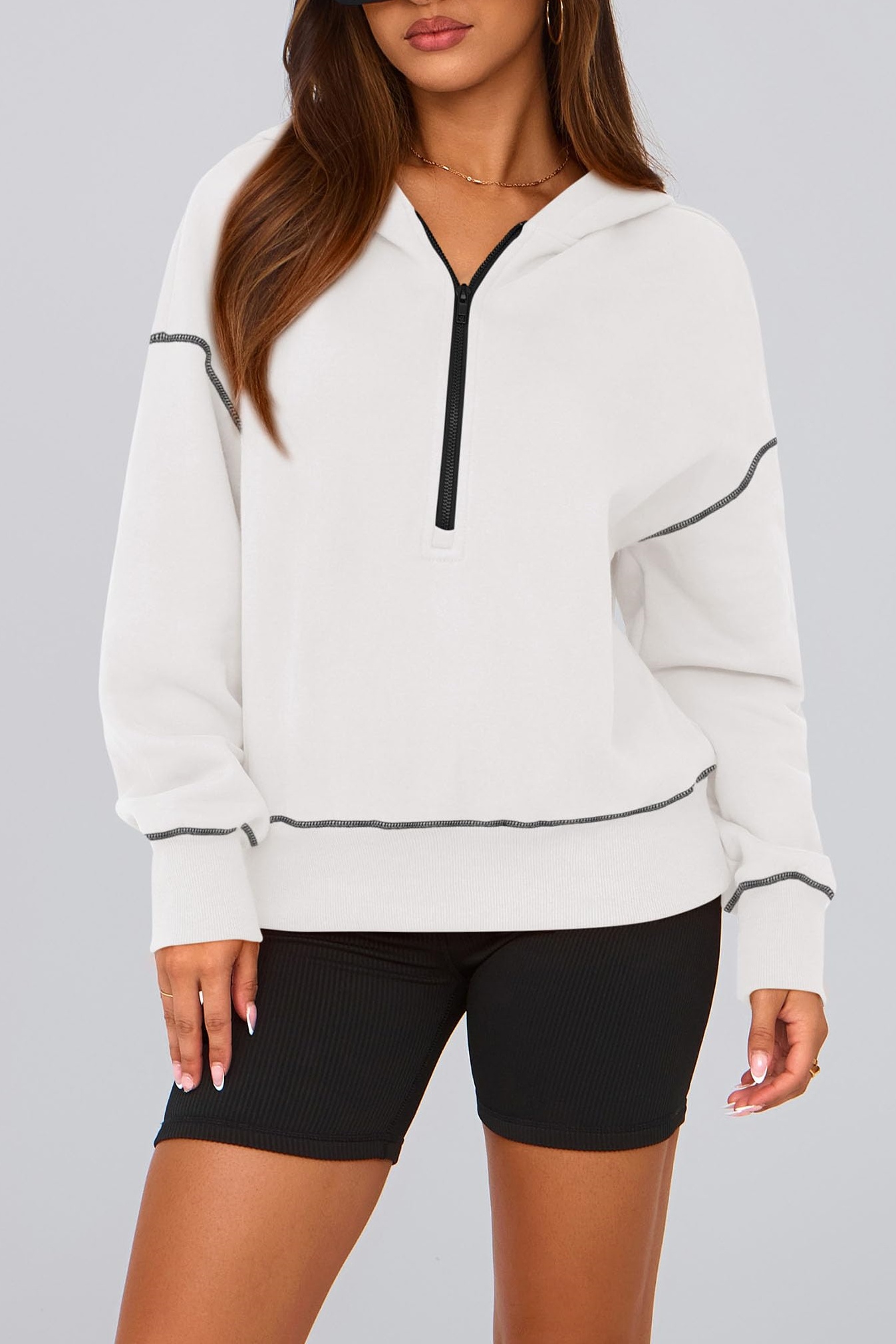 ✨Women's Half Zip Hooded Long Sleeve Cropped Pullover (Buy 2 Free Shipping)