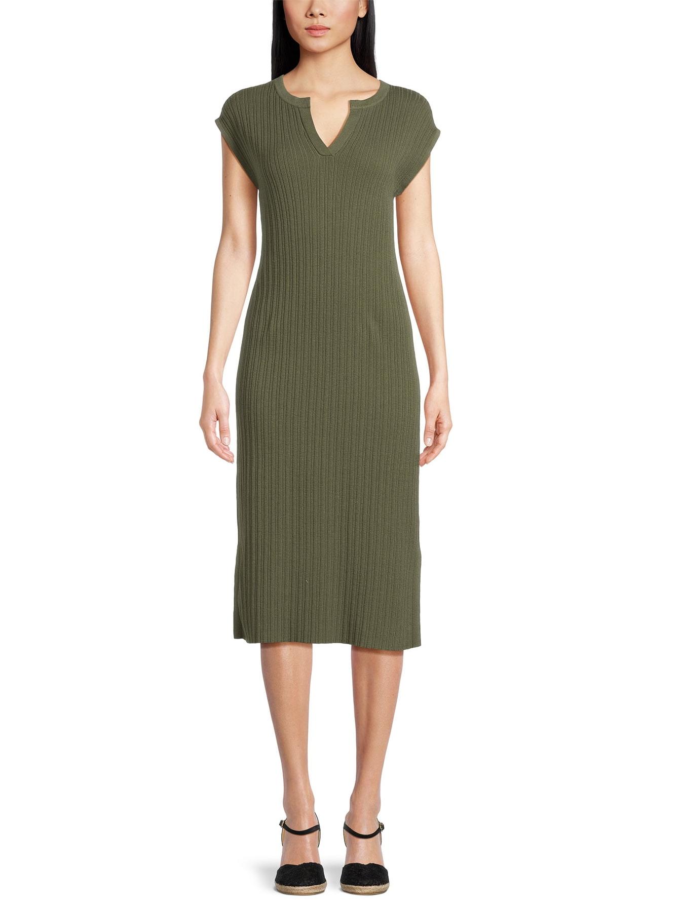 Ladies V-Neck Short Sleeve Sweater Dress