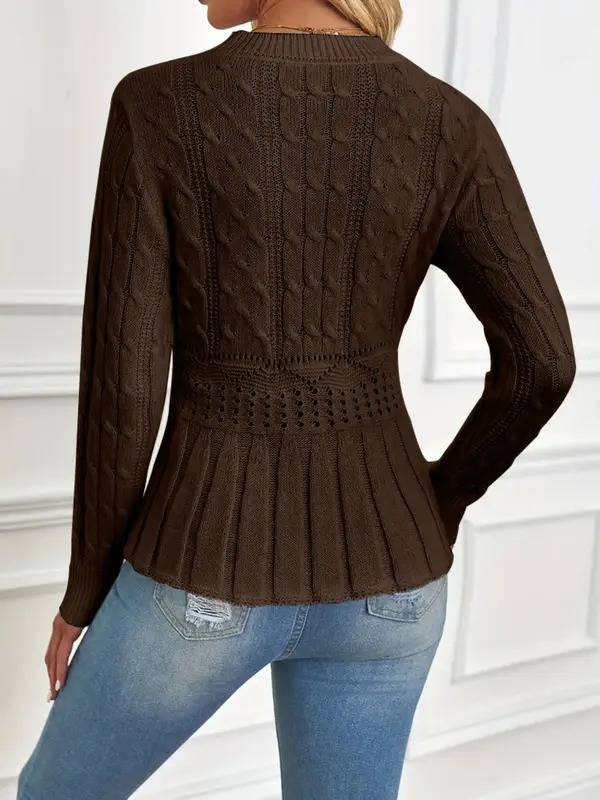 ✨Women's Chunky Knit Crew Neck Long Sleeve Knit Top