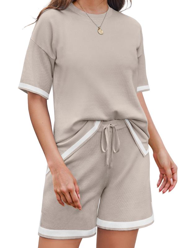 Women's Summer Colorblock Short-sleeved Top And Shorts Two-piece Set(Buy 2 Free Shipping)