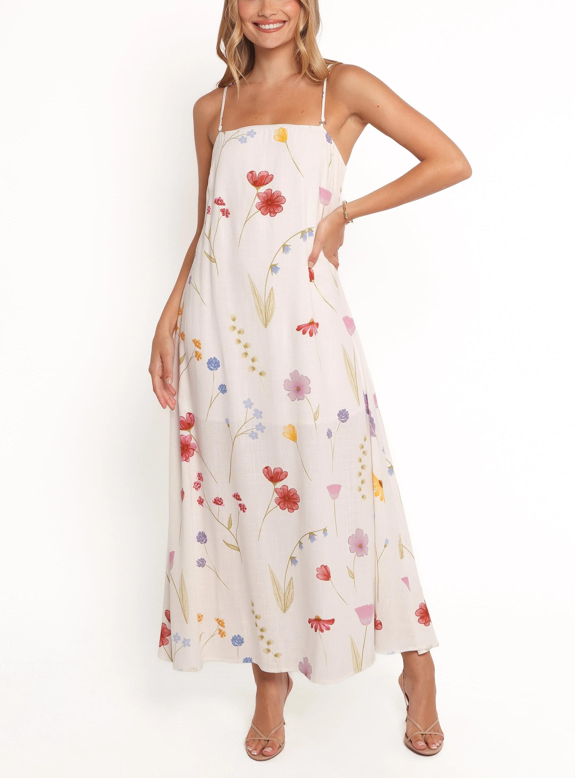 Women's Summer Floral Print Sleeveless Spaghetti Strap Maxi Dress(Buy 2 Free Shipping)