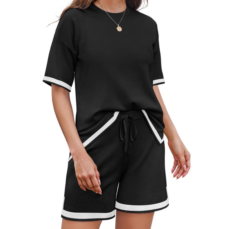 Women's Summer Colorblock Short-sleeved Top And Shorts Two-piece Set(Buy 2 Free Shipping)