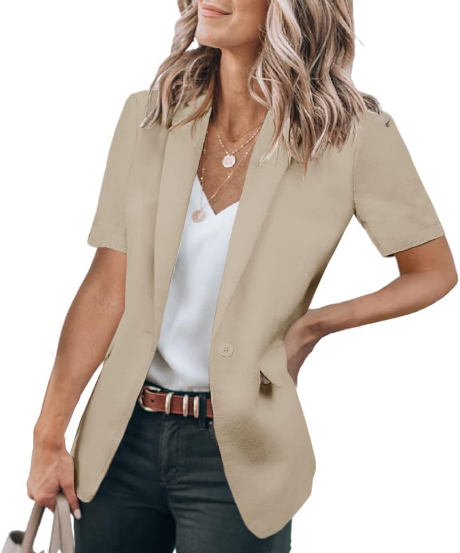 ✨Women's Casual Single Button Short Sleeve Lapel Blazers Jacket(BUY 2 FREE SHIPPING)