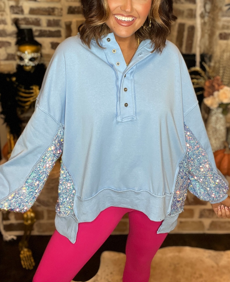 Khloe Patchwork Loose Henley Sweatshirt main image 0