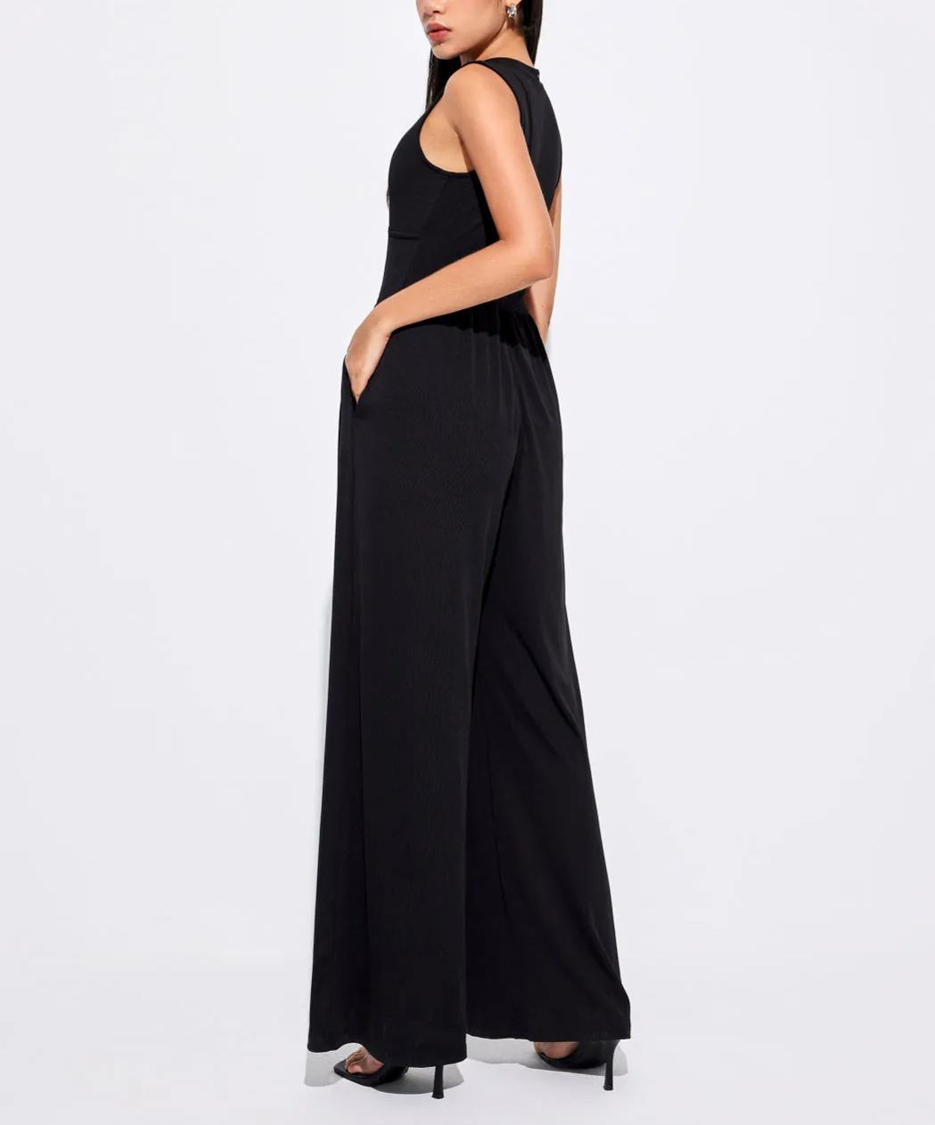 2024 NEW Solid Sleeveless Wide Leg Jumpsuit