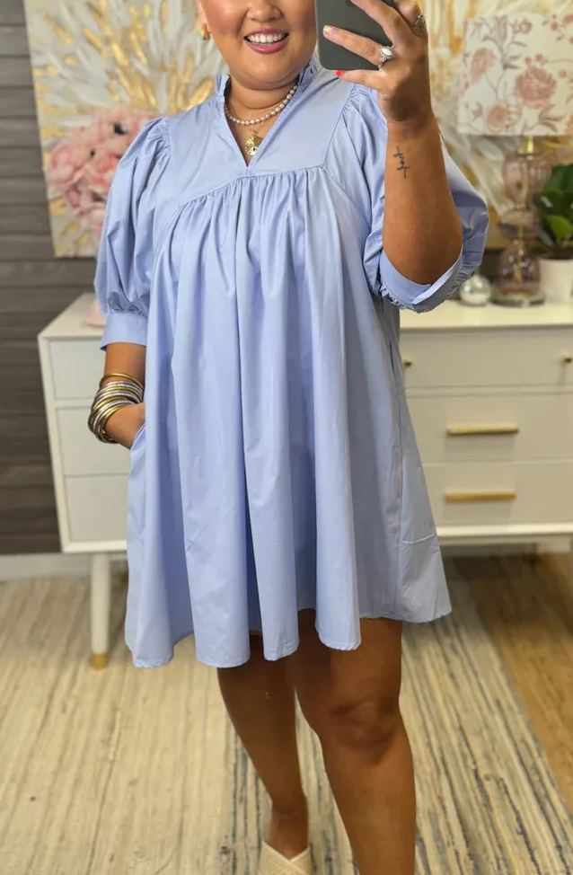 V-Neck Half Sleeve Mini Dress