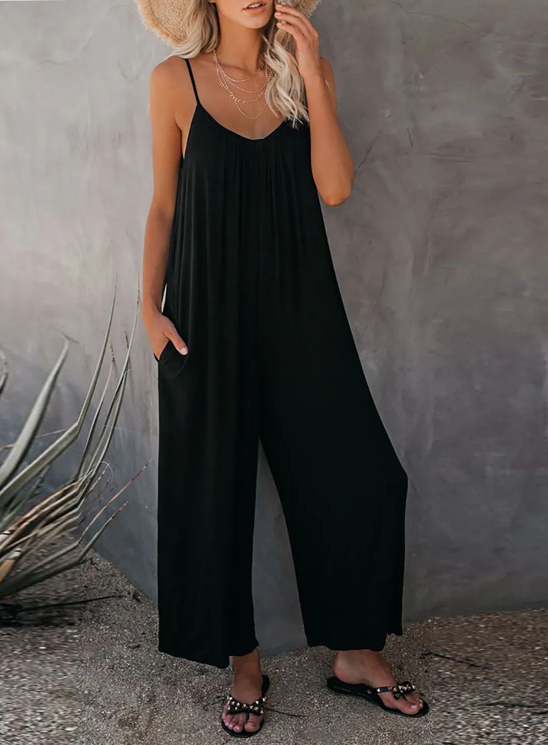 2023 New Flowy Jumpsuit with Pockets (Buy 2 Free Shipping)-Pink Laura