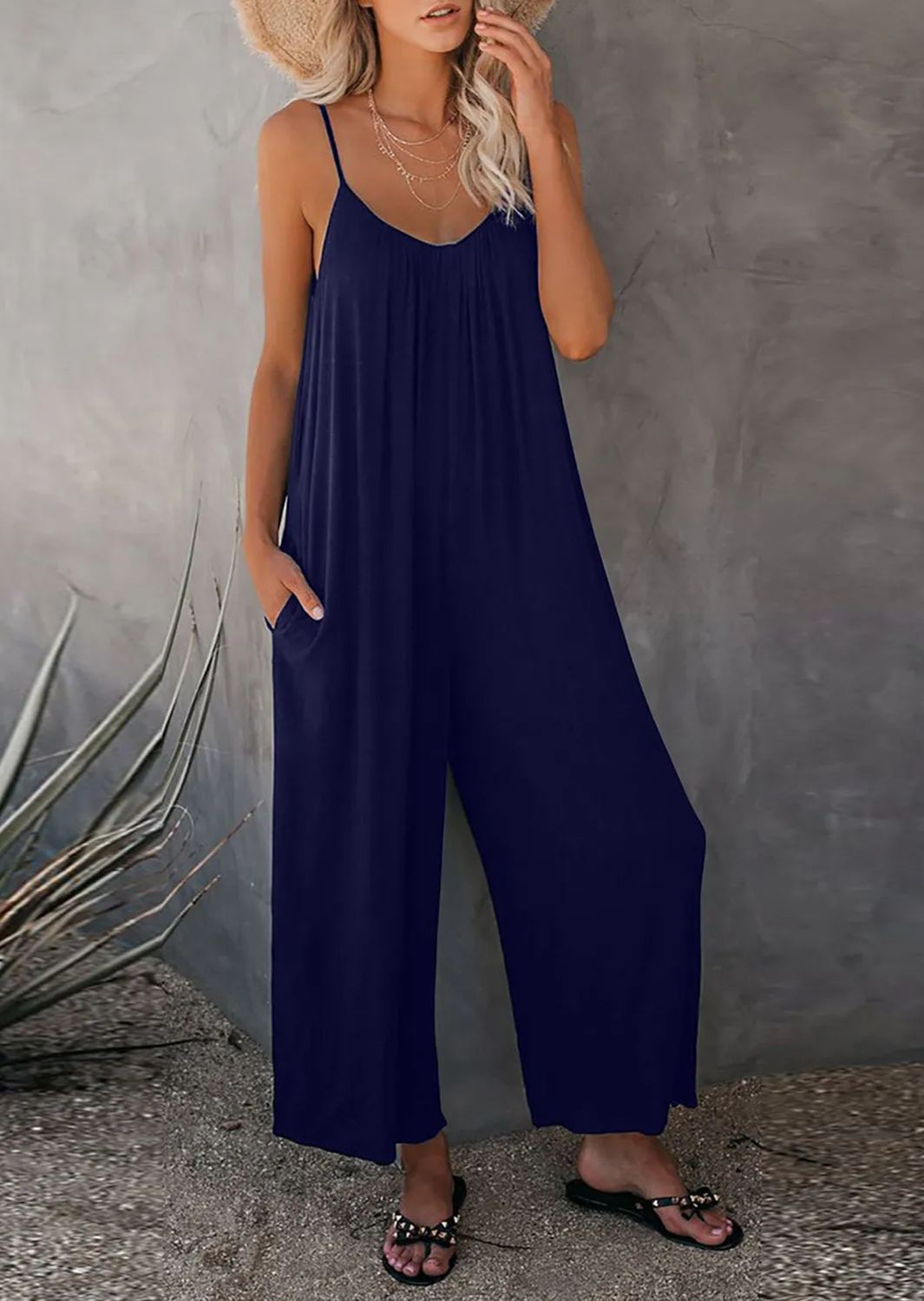 2023 New Flowy Jumpsuit with Pockets (Buy 2 Free Shipping)-Pink Laura