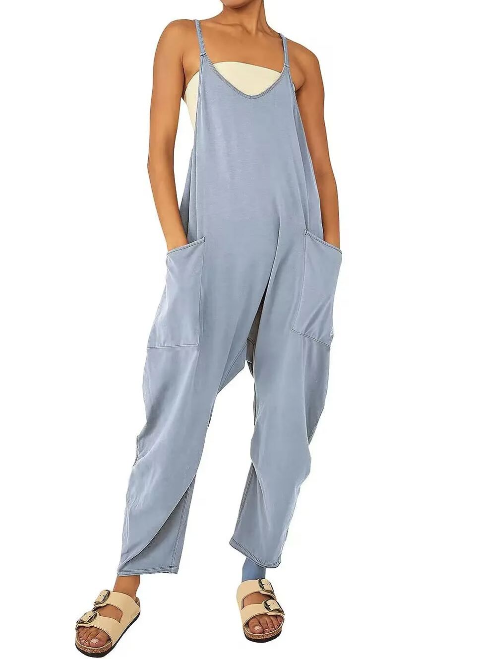 New Wide Leg Jumpsuit with Pockets (Buy 2 Free Shipping)