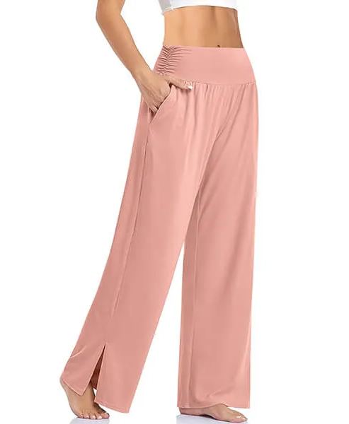 Women's Wide Leg Casual Loose Yoga Sweatpants-Pink Laura