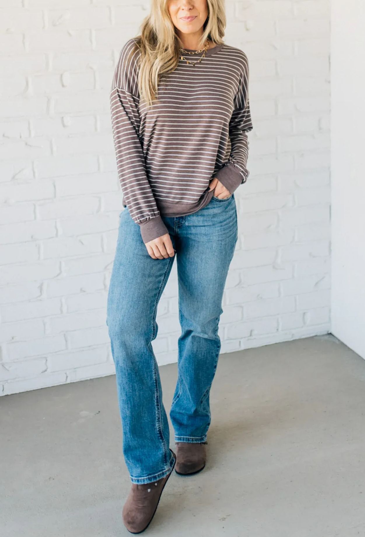 ❗️❗️❗️Ladies New Soft Striped Crew Neck Top