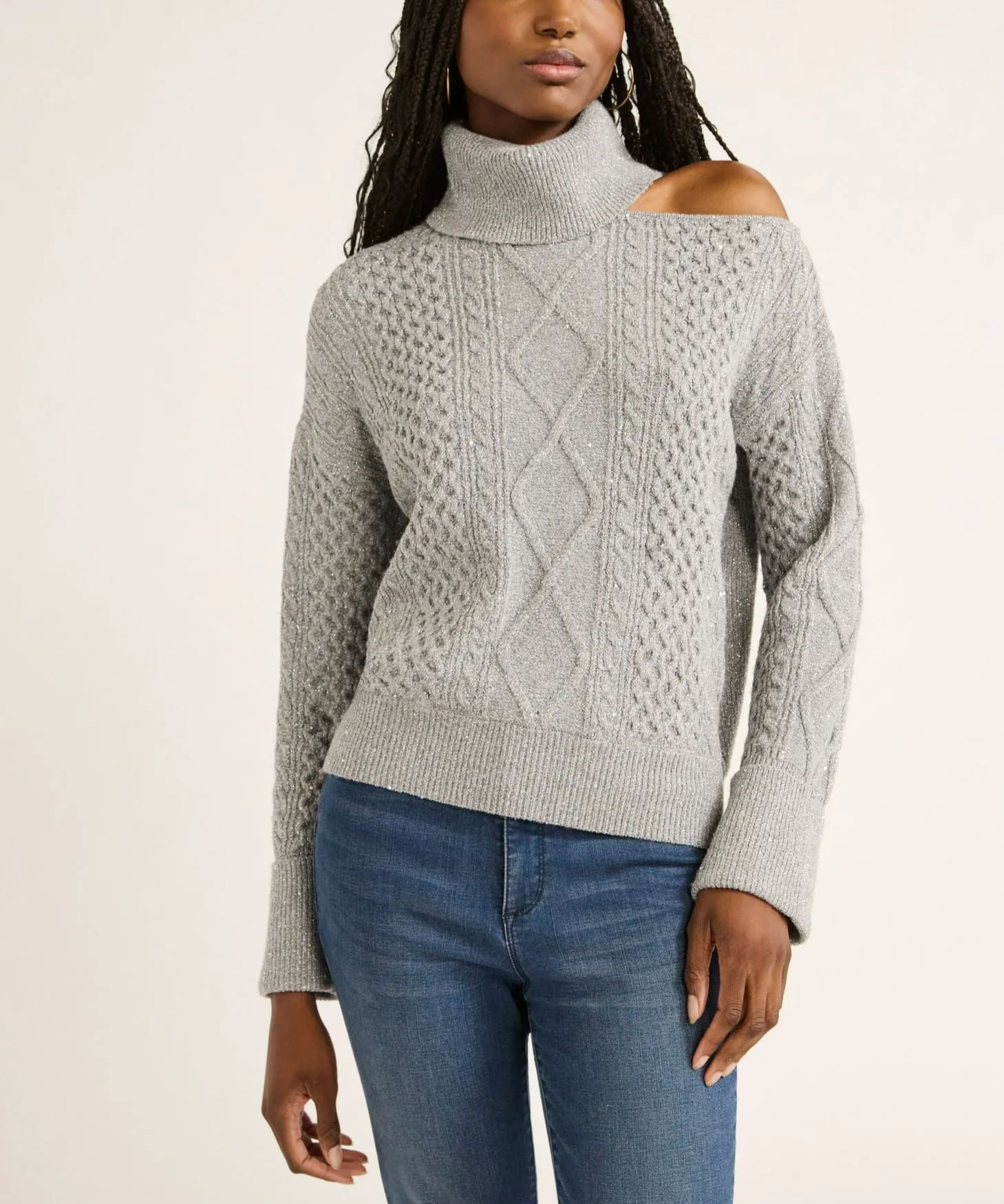 Women's Cozy Shiny Long Sleeve Off Shoulder Sweater