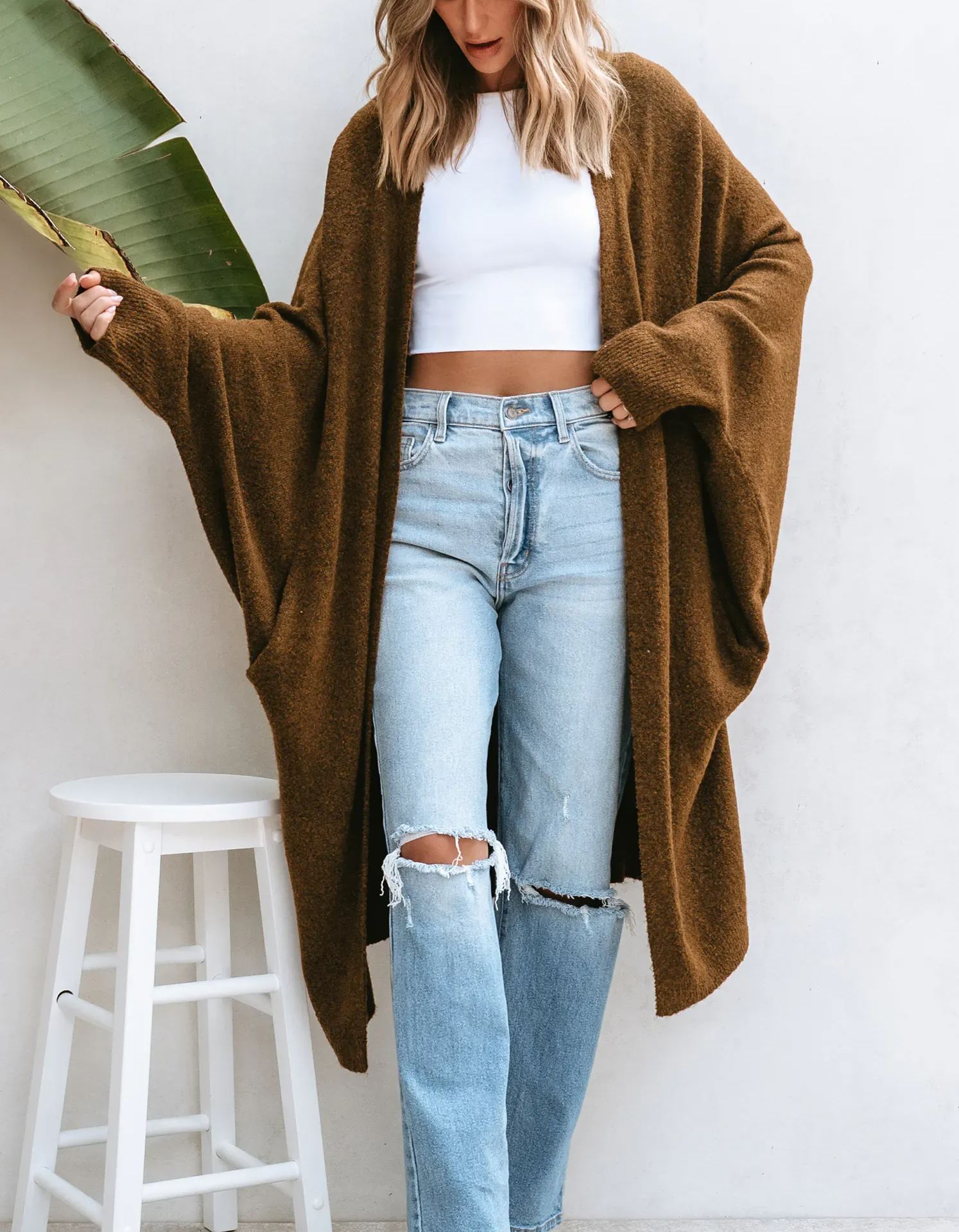 🔥Women's Open Front Batwing sleeve Duster Cardigan