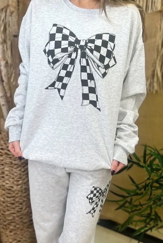 🎀Bow Print Detail Sports Lounge Suit