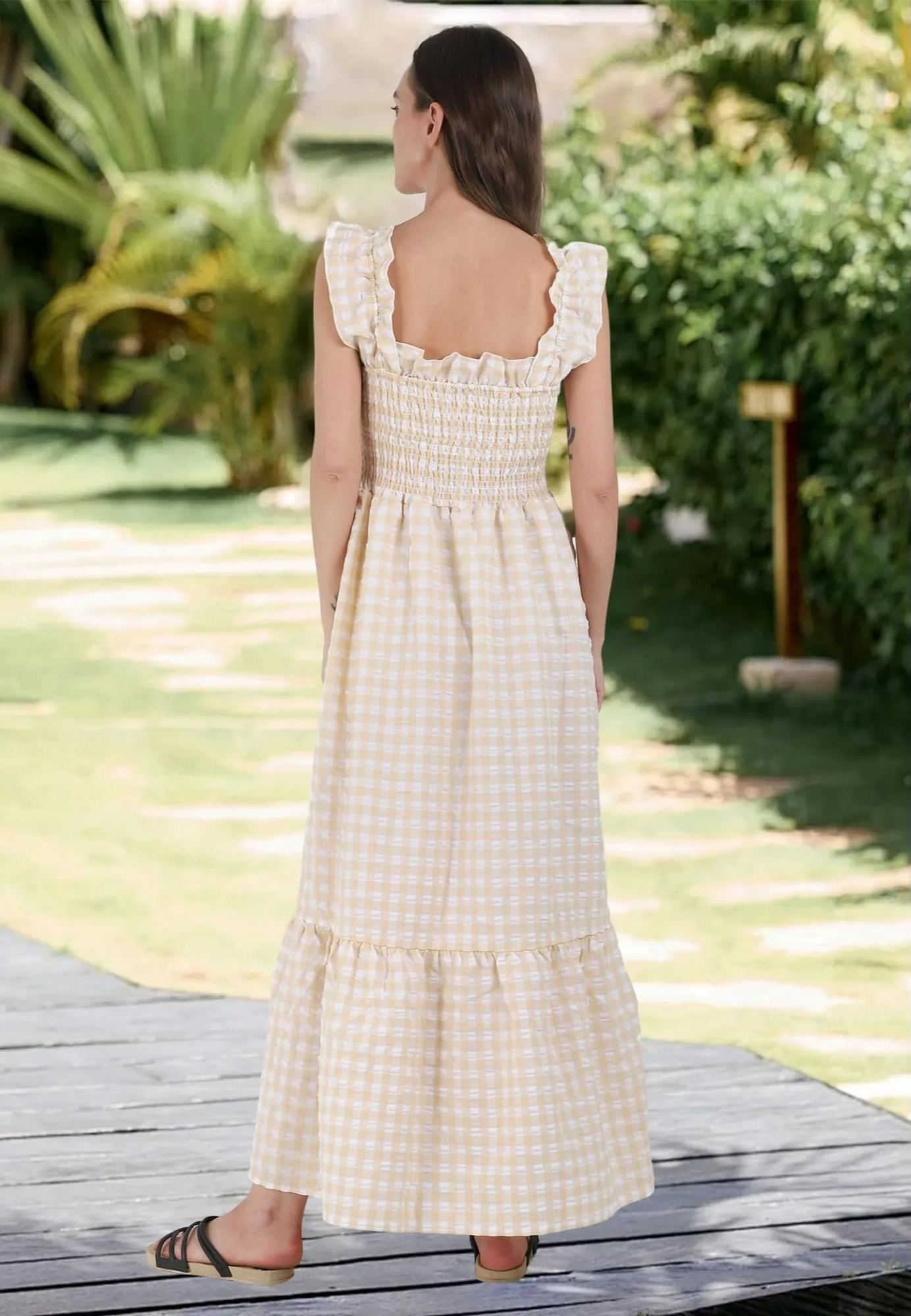 ✨Retro Plaid Smocked Spaghetti Strap Flounce Dress (Buy 2 Free Shipping)