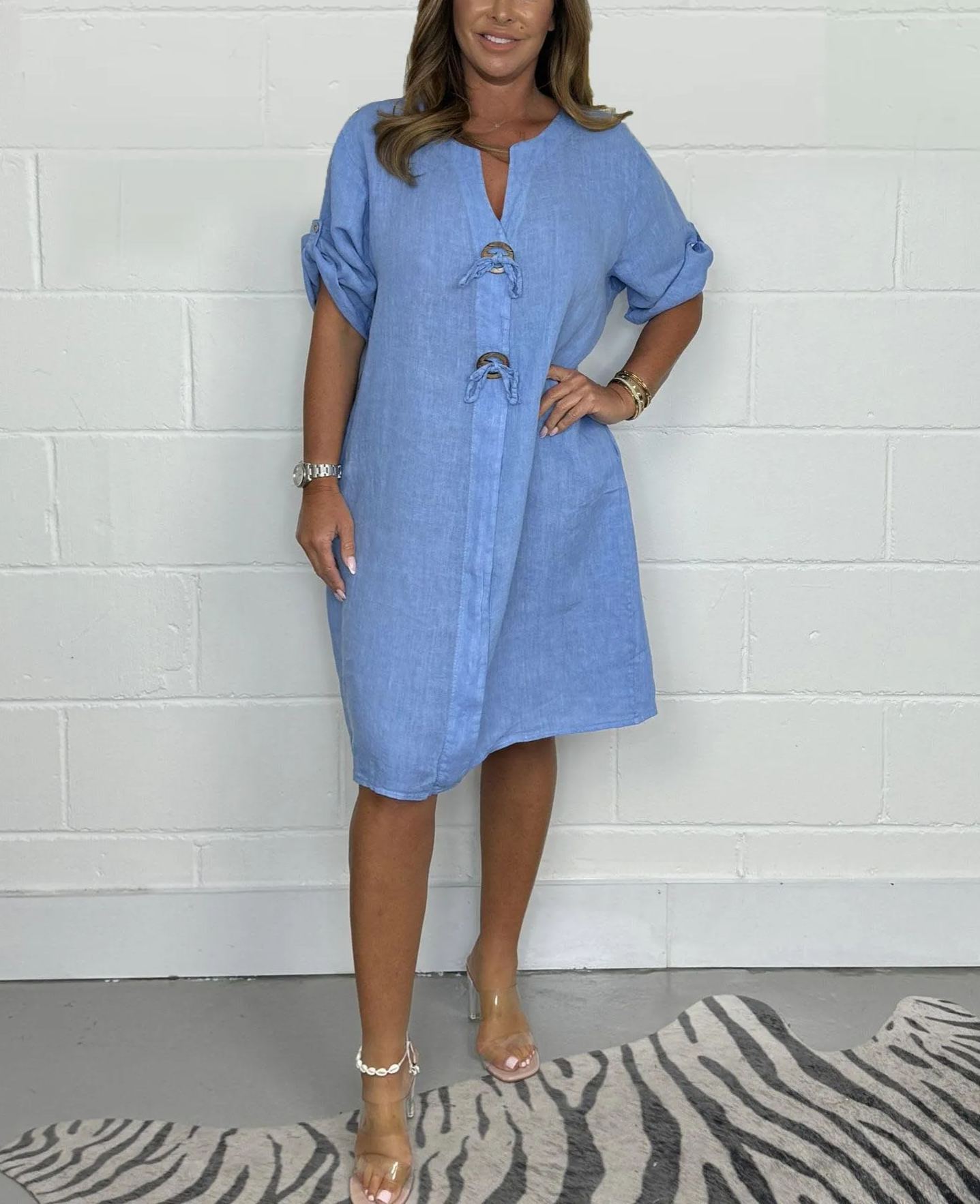 💖Limited Sale 50% OFF💖New Plus Size Button Up Tunic Dress