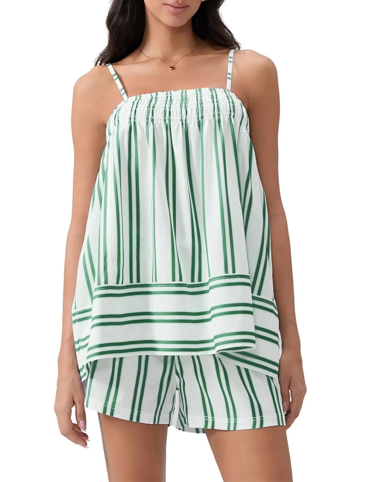 Women's Striped Tank Top and Shorts Two-Piece Set