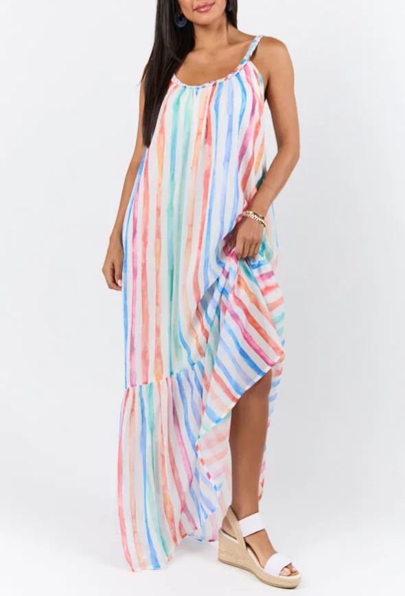 Painting The Sky Multi Watercolor Chiffon Maxi Dress SALE (BUY 2 FREE SHIPPING!!!)