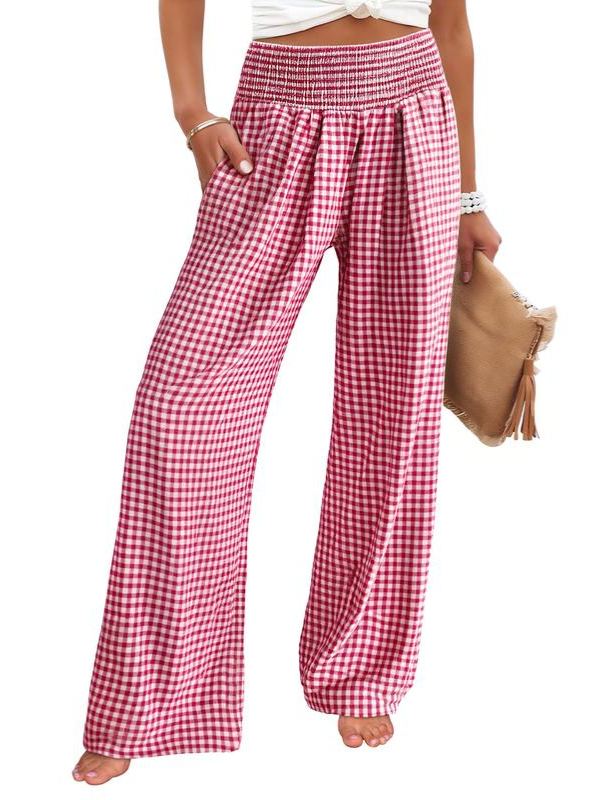 Women's High Waisted Gingham Palazzo Pants (Buy 2 Free Shipping)