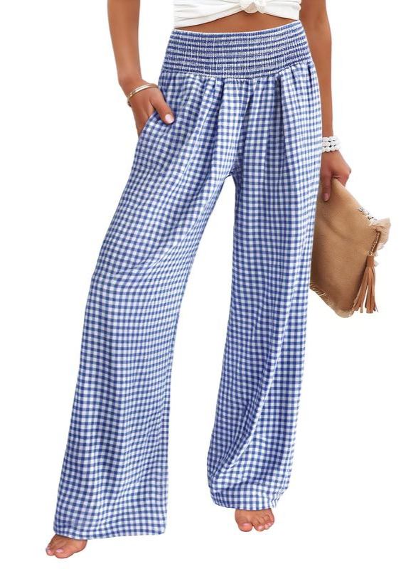 Women's High Waisted Gingham Palazzo Pants (Buy 2 Free Shipping)