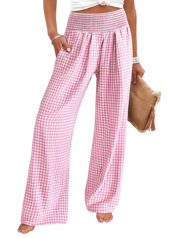 Women's High Waisted Gingham Palazzo Pants (Buy 2 Free Shipping)
