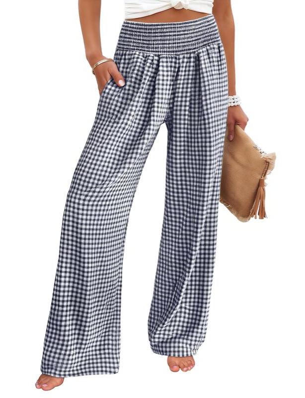 Women's High Waisted Gingham Palazzo Pants (Buy 2 Free Shipping)