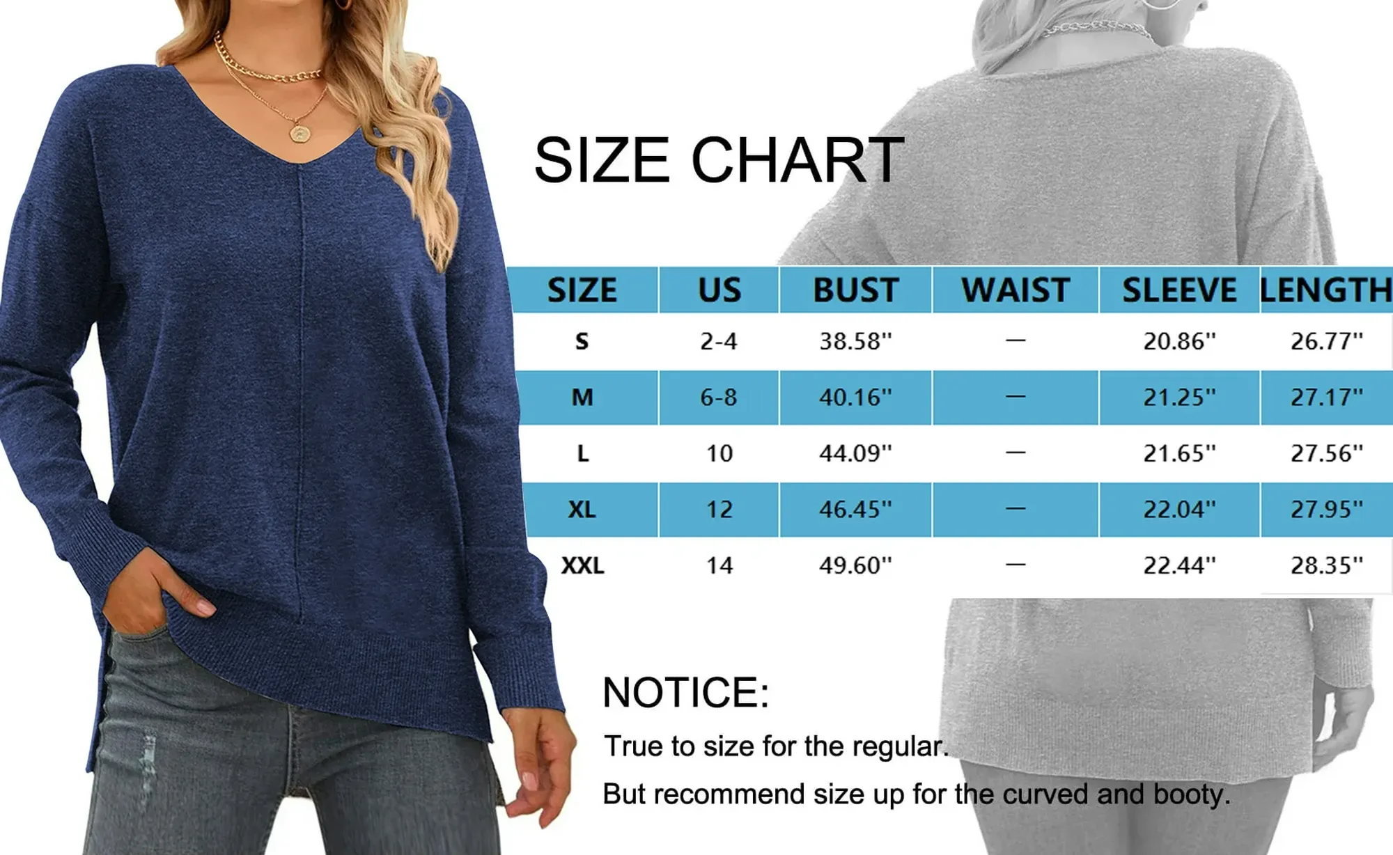 MOSHU V Neck Sweaters for Women Fall Lightweight Knit Pullover Sweater Side Slits Tops