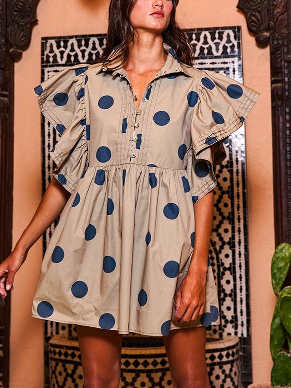 Women's Polka Dot Angel Sleeves Dress
