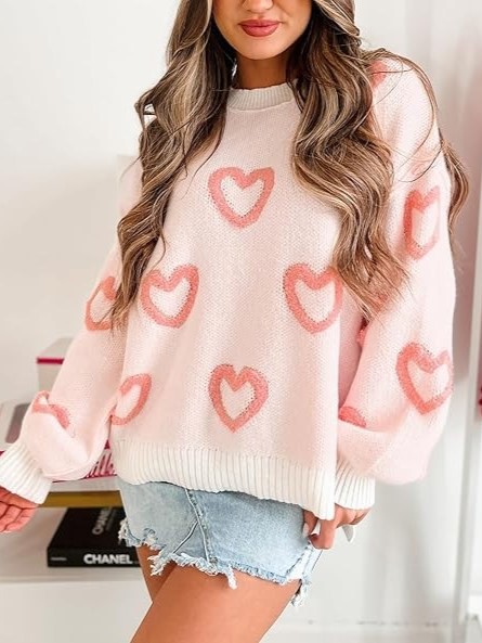 Valentine Love Heart Print Cute Graphi Sweater