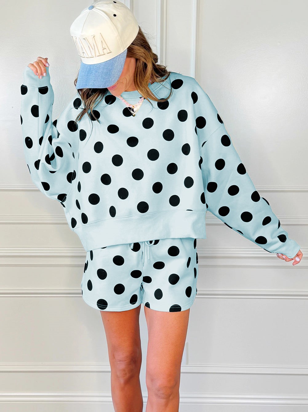 Women's Polka Dot Casual Two - piece Set