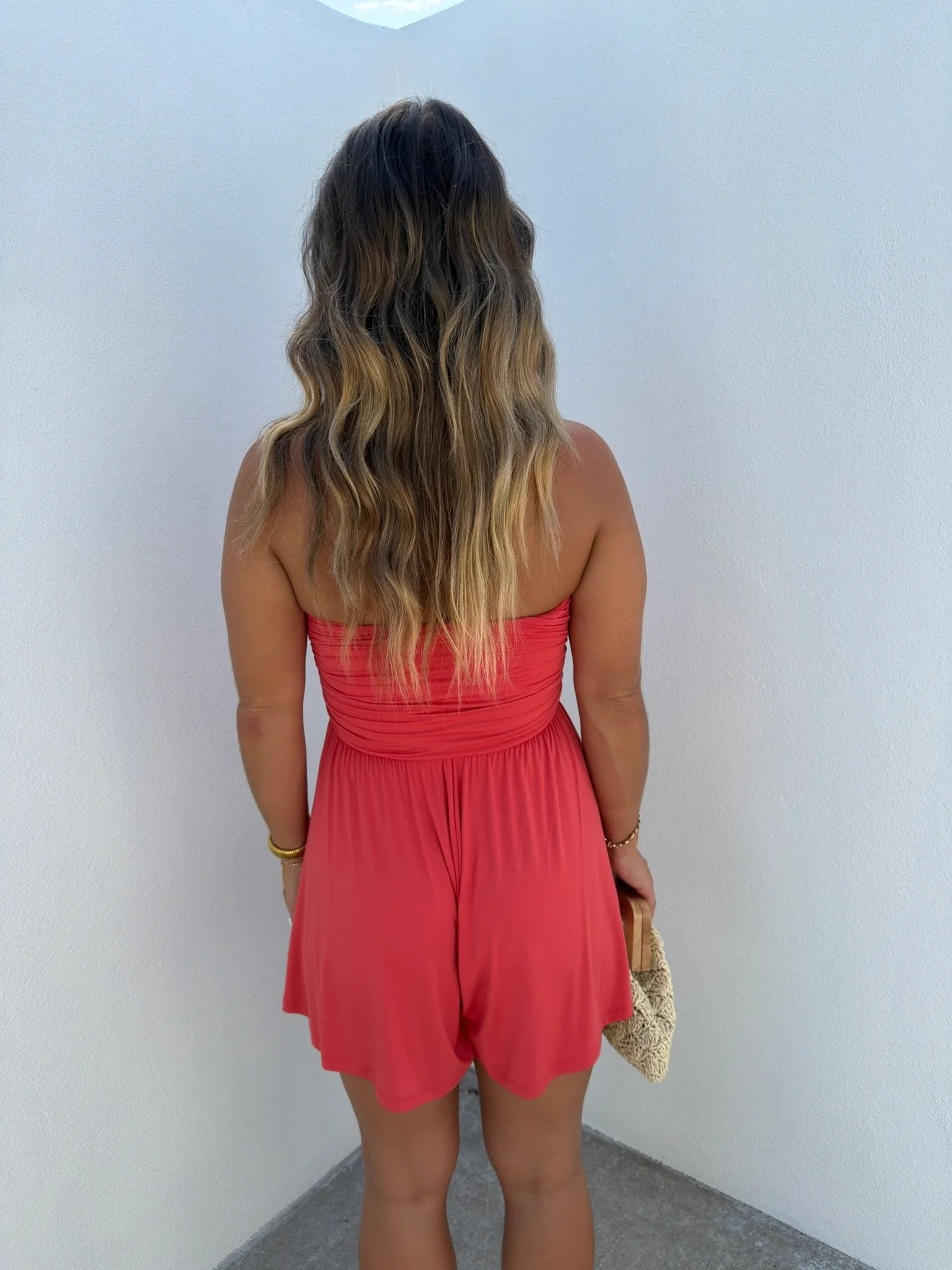 Women's Strapless Side Ruching Flowy Romper (Buy 2 Free Shipping)