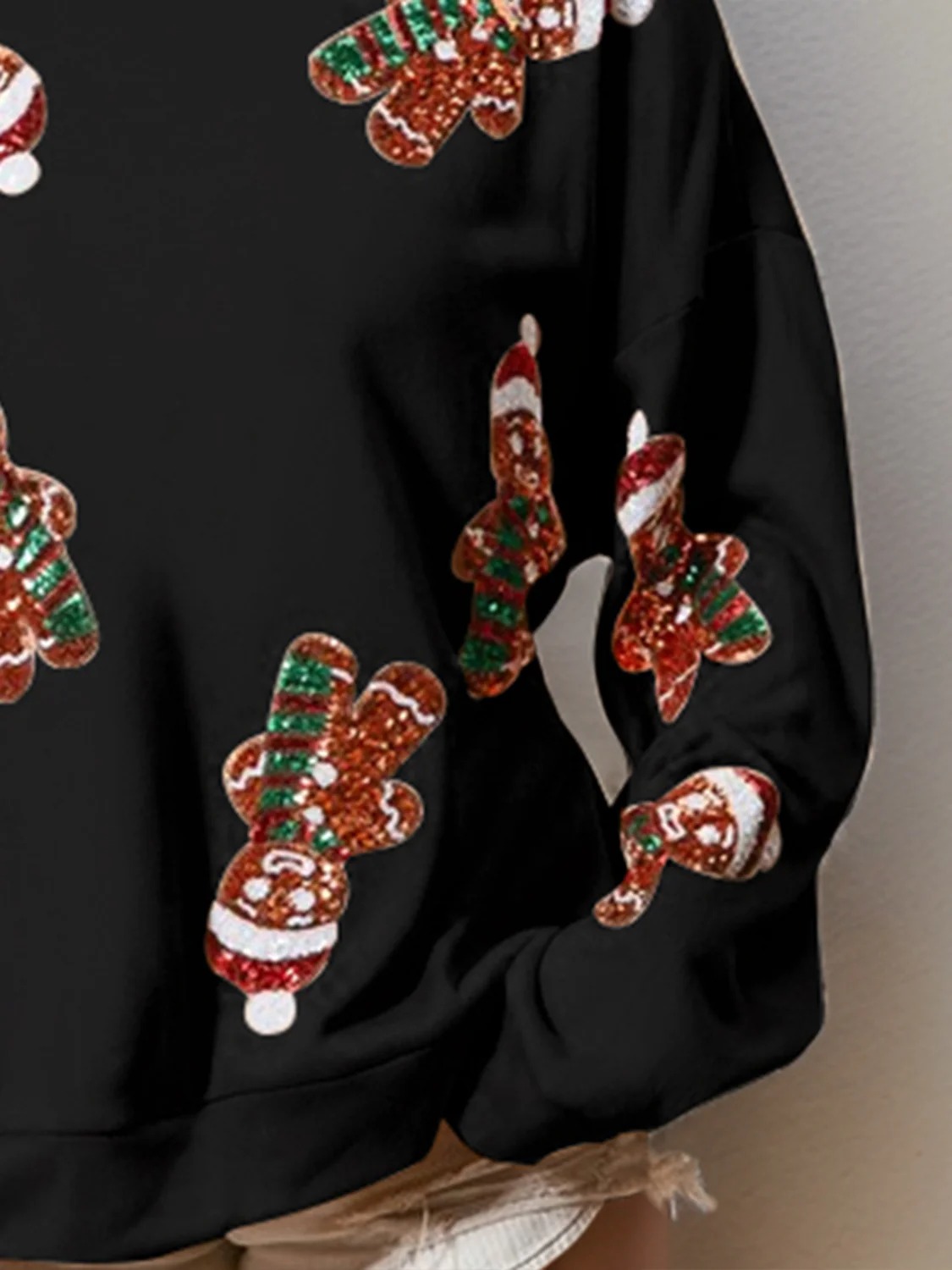 Women's Christmas Gingerbread Man Sequin Sweatshirt（Buy 2 Free Shipping)