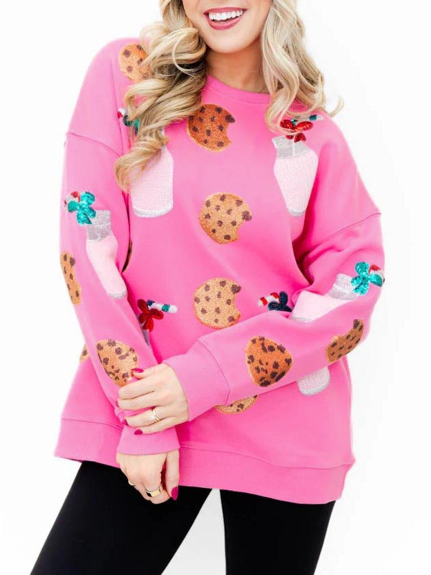Women's Christmas Cozy Cookie Crush Sequin Sweatshirt