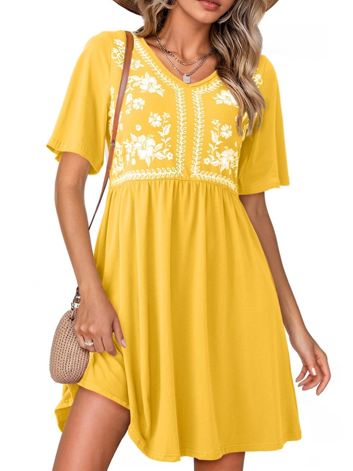 Women's Bohemian V-neck Floral Dress
