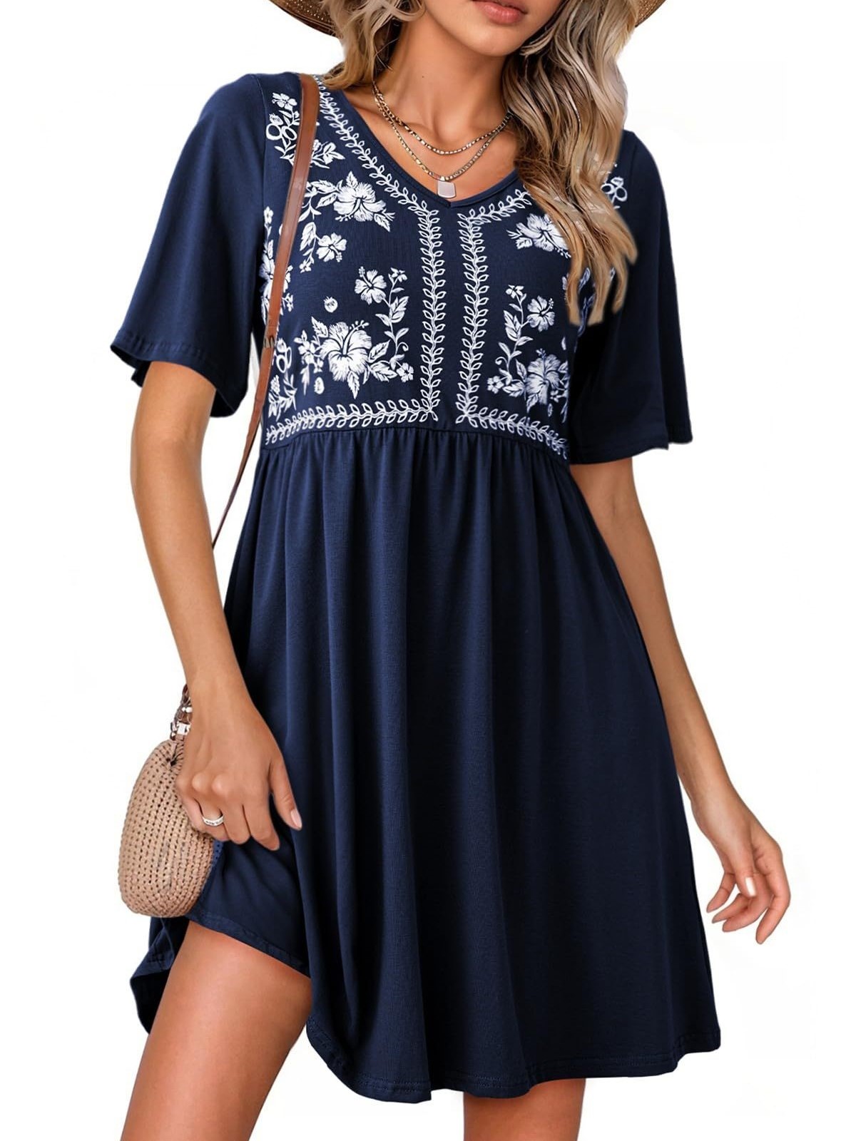 Women's Bohemian V-neck Floral Dress