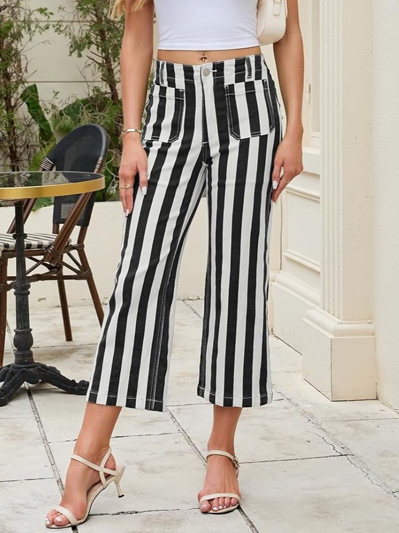 Women's Striped Casual Jeans