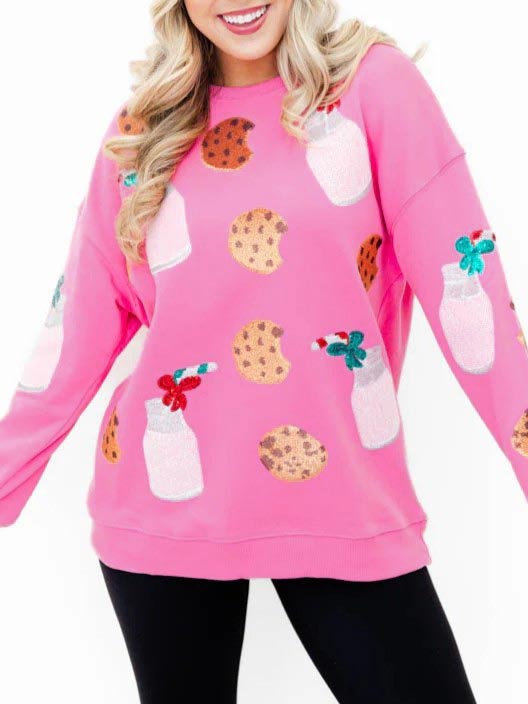 Women's Christmas Cozy Cookie Crush Sequin Sweatshirt