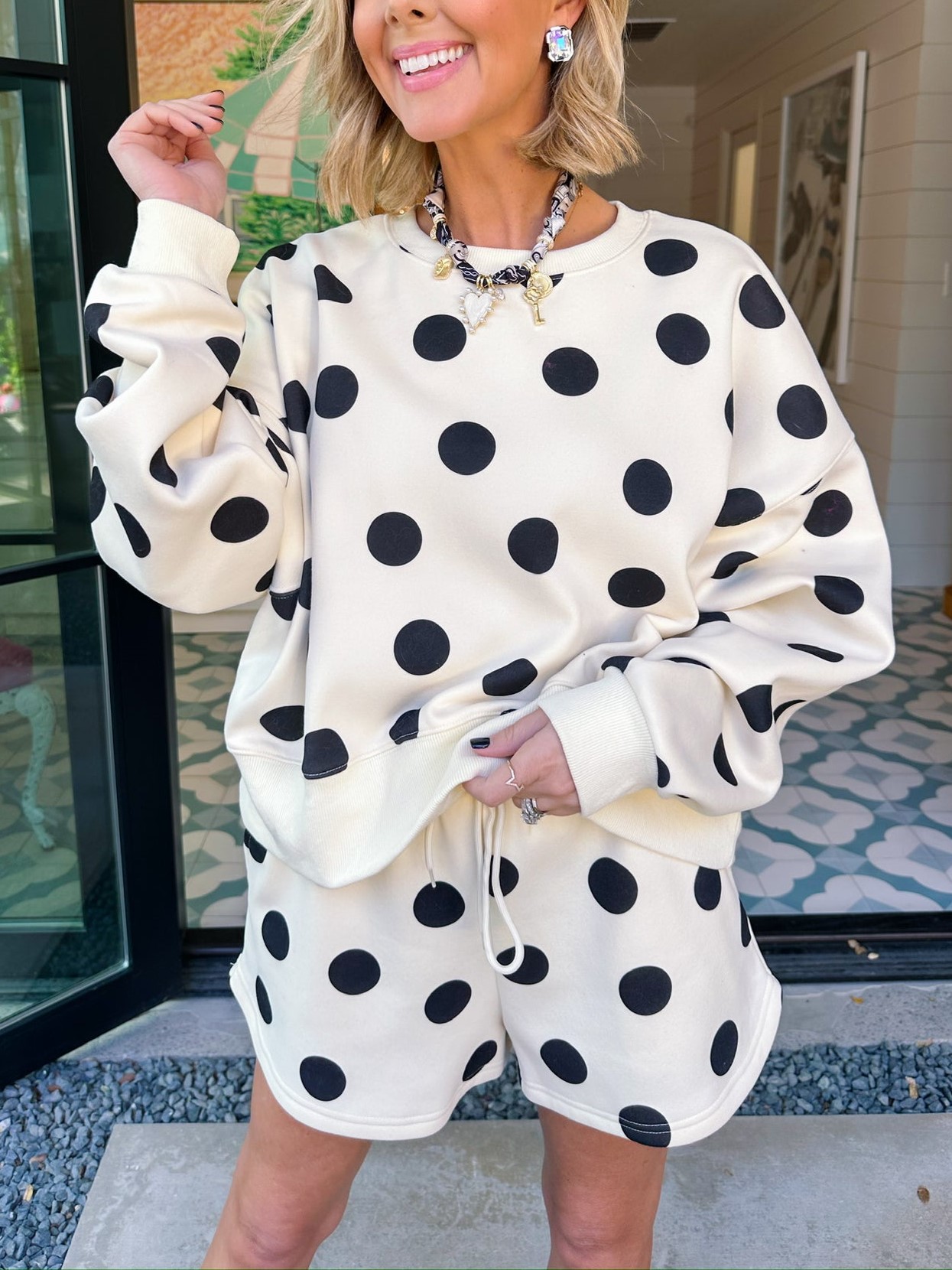 Women's Polka Dot Casual Two - piece Set