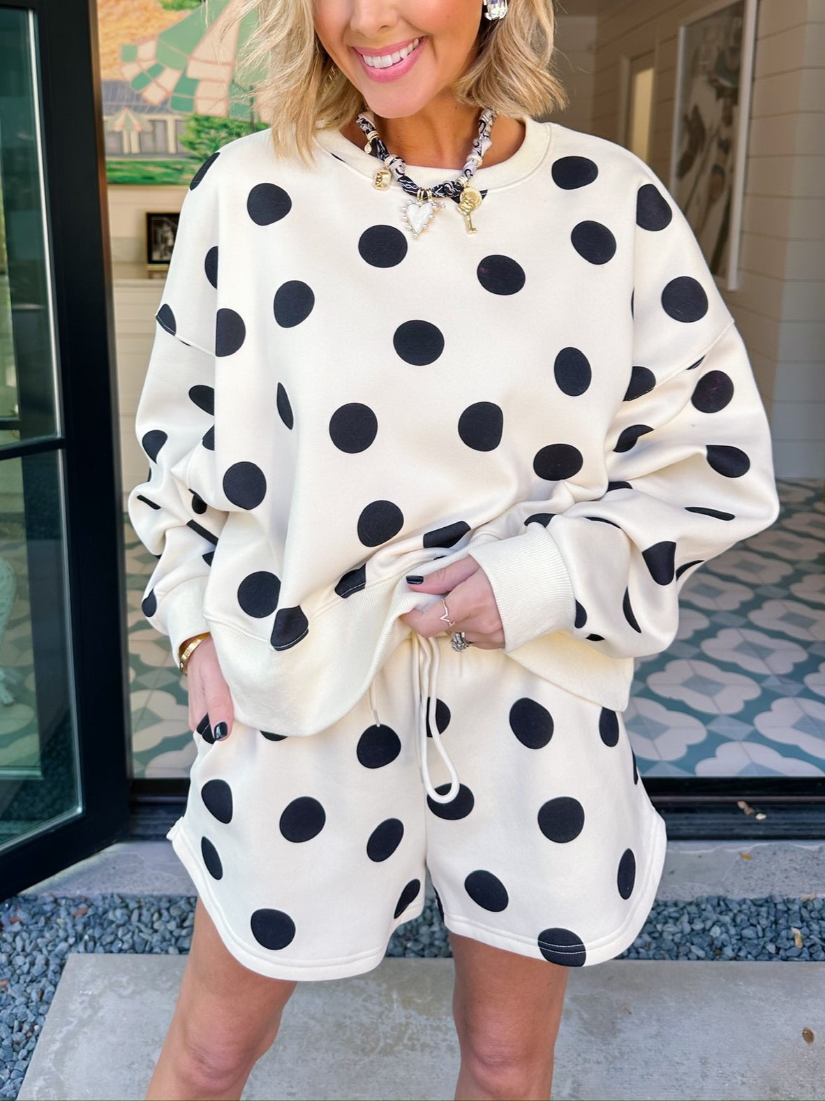 Women's Polka Dot Casual Two - piece Set
