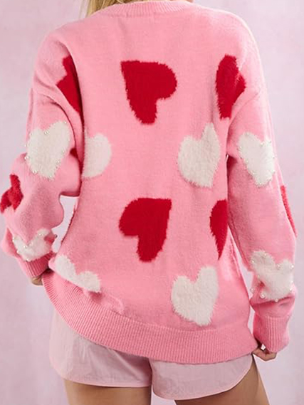 Women‘s Love Heart Graphic Knitted Sweater(Buy 2 Free Shipping)