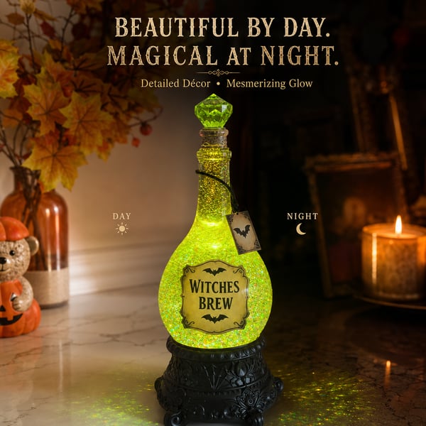 🔥Last Day 49% OFF -🧙✨Lighted Witches’ Brew Poison Bottle Glitter Globe(📦Buy 2 Free Shipping)