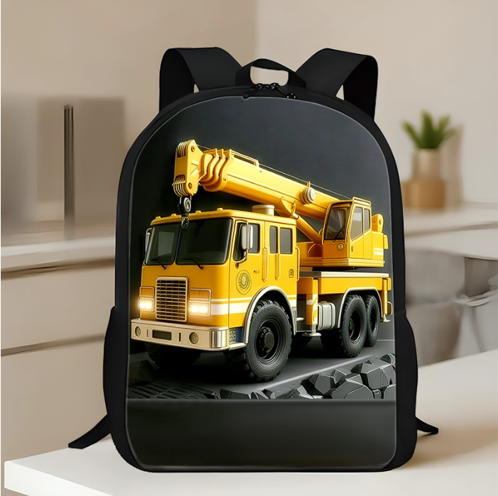 Personalized Kid Construction Vehicle Backpack Set