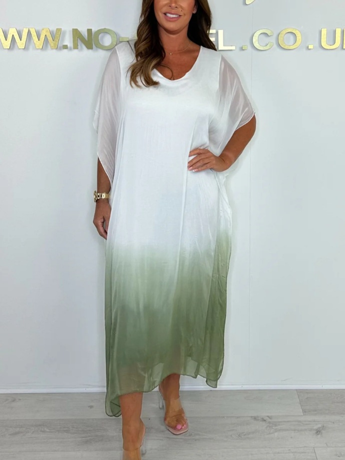 Women's Casual Gradient Printed V-Neck Short Sleeve Dress