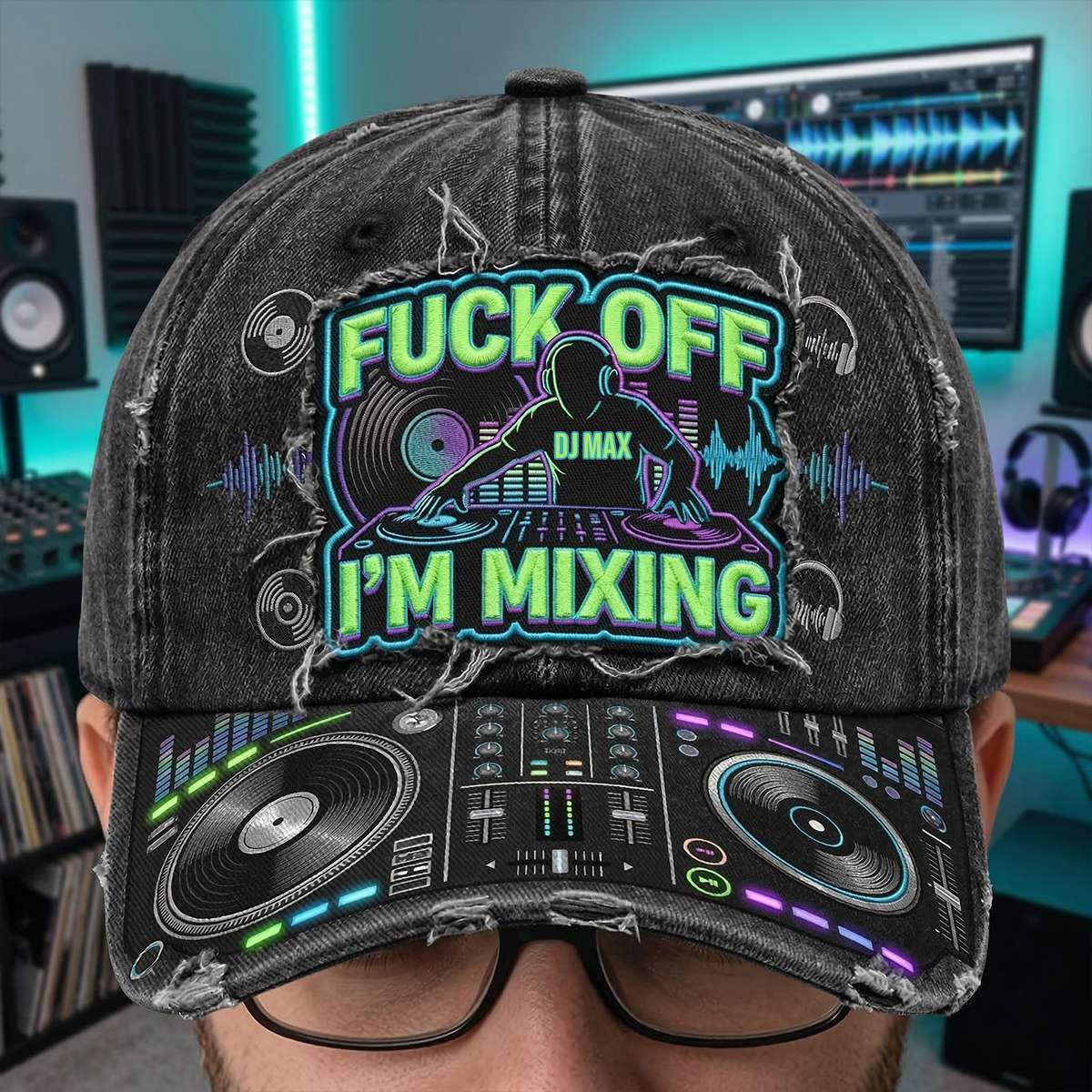 DJ Turntable Graphic Cap - Personalized Gift For Music Lovers 04NATN170326-Homacus