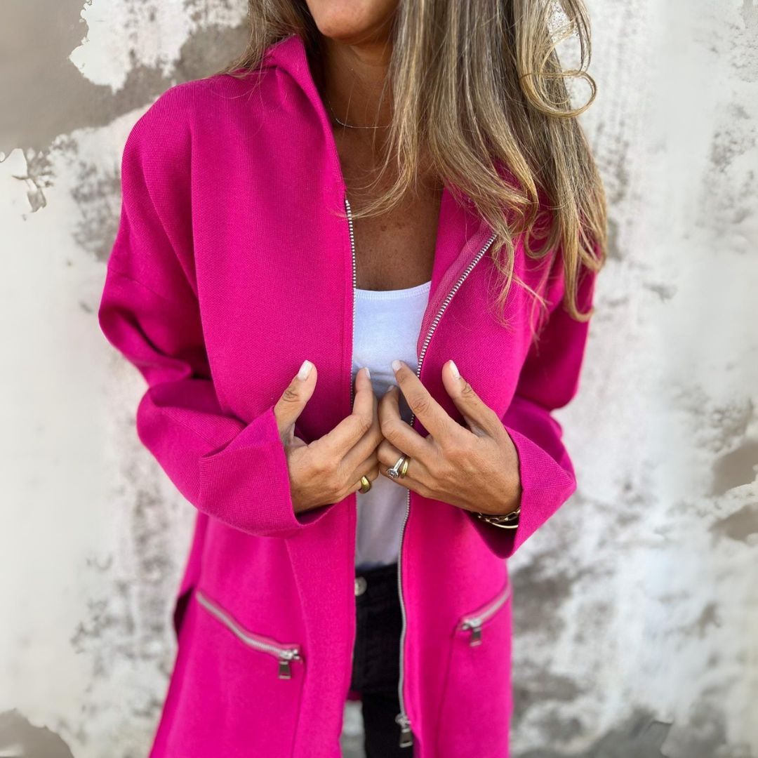 Zipper Long Sleeve Hooded Jacket