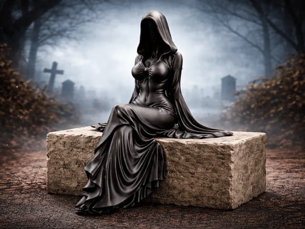 🖤✨ Where Darkness Meets Divine Beauty. The Lady Reaper Ethereal Sculpture 