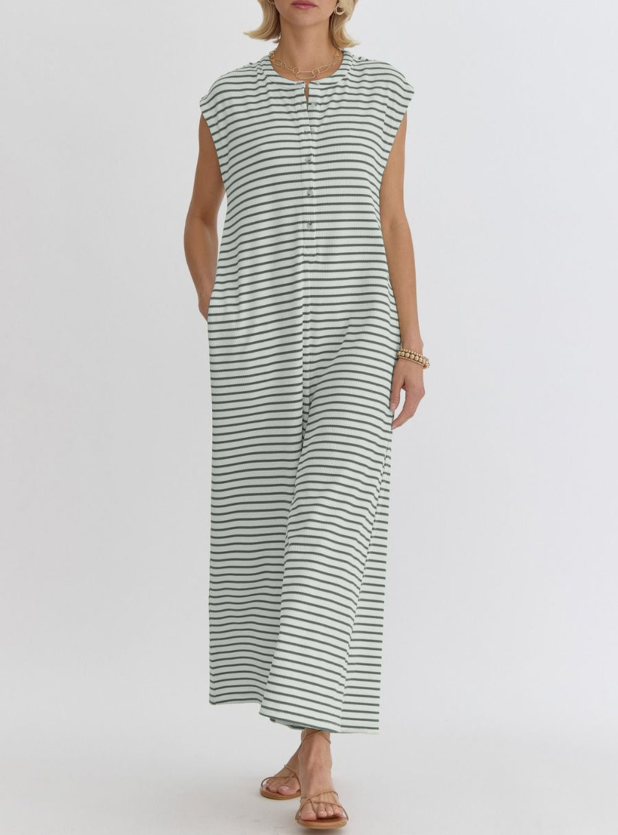 Oversized Striped Sleeveless Jumpsuit (Buy 2 Free Shipping)
