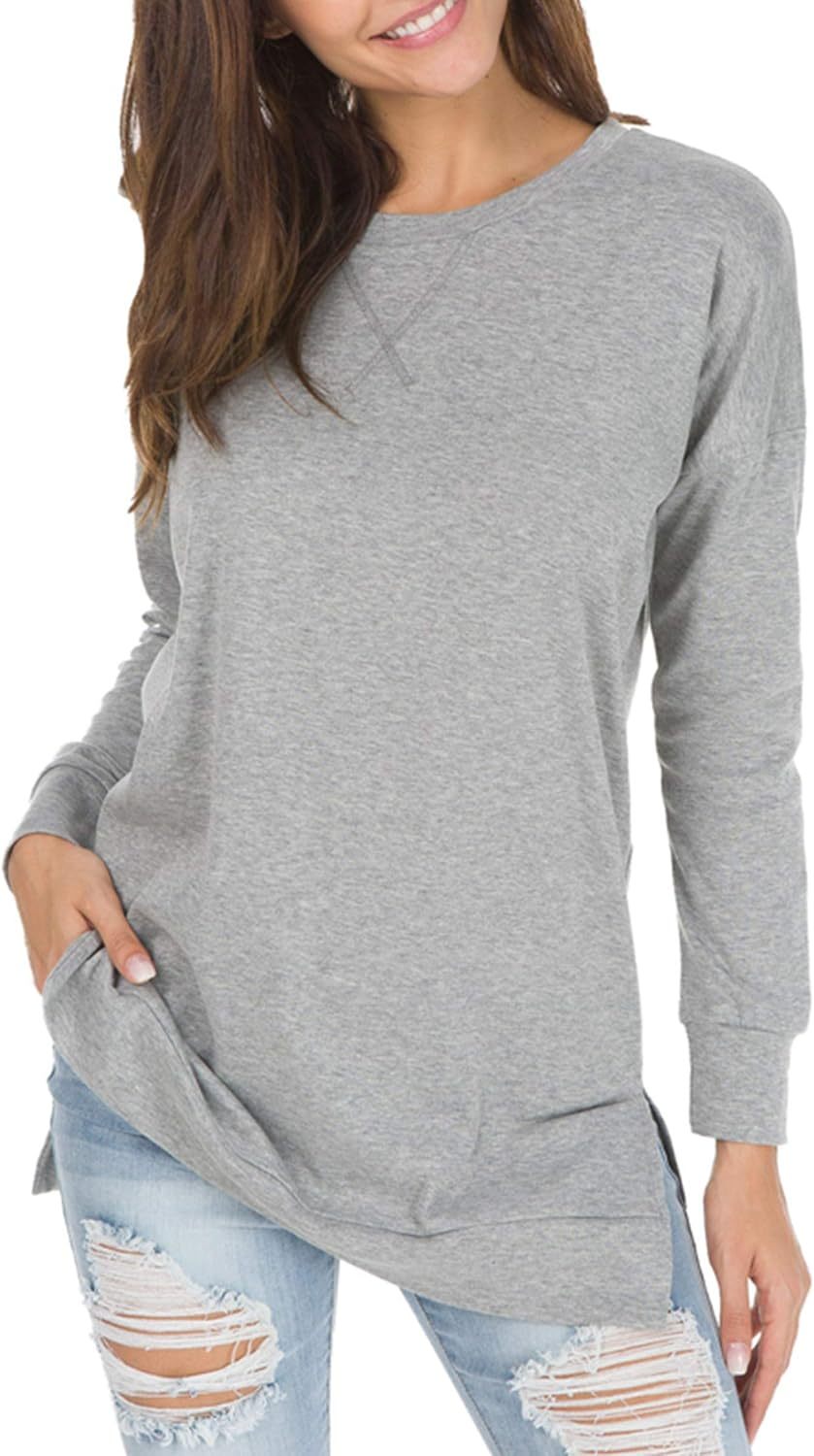 Women's Long Sleeve Side Slit Loose Tops (Buy 3 Free Shipping)